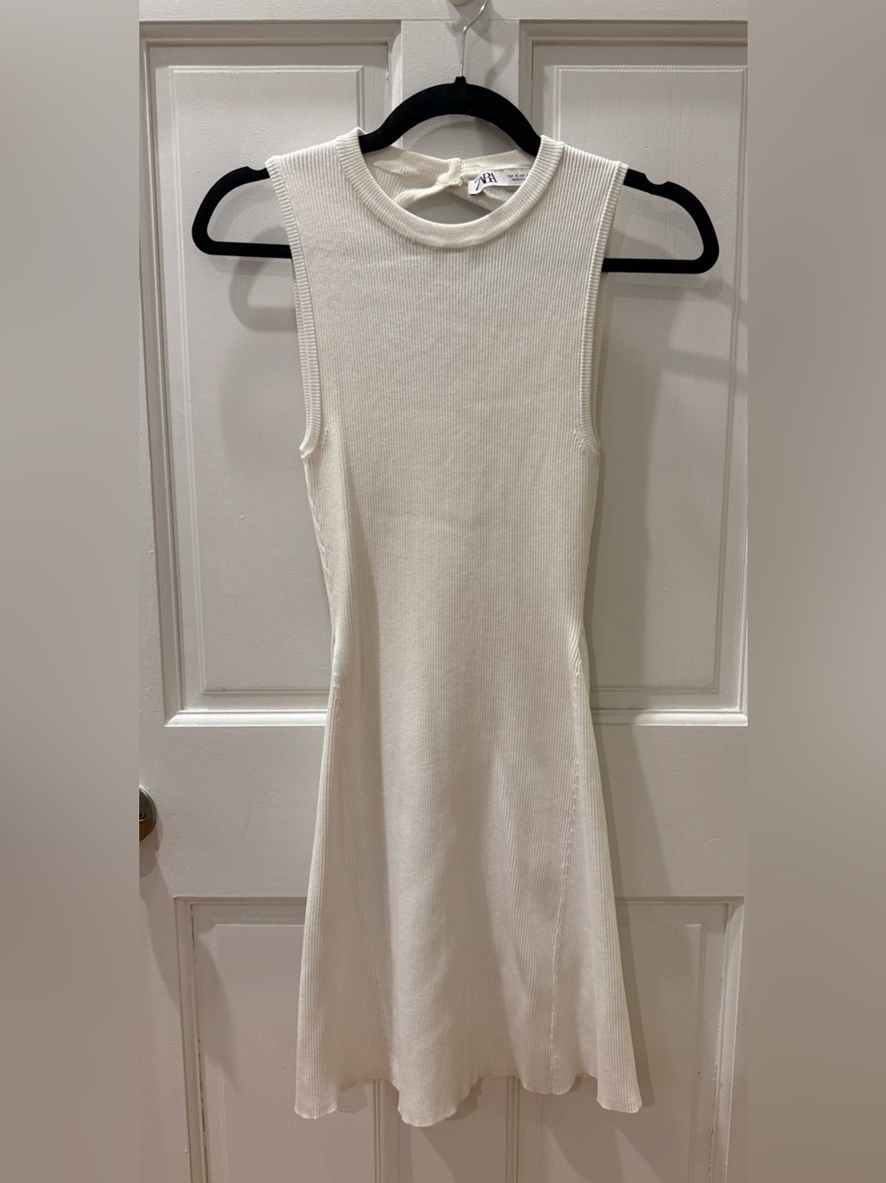 Zara Cream Ribbed Sleeveless Tank Dress